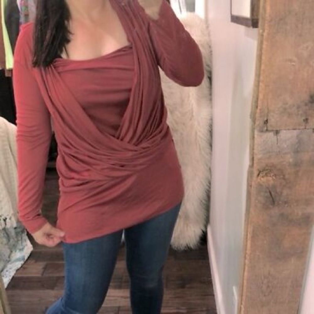 White House Black Market  Rust Drape Top